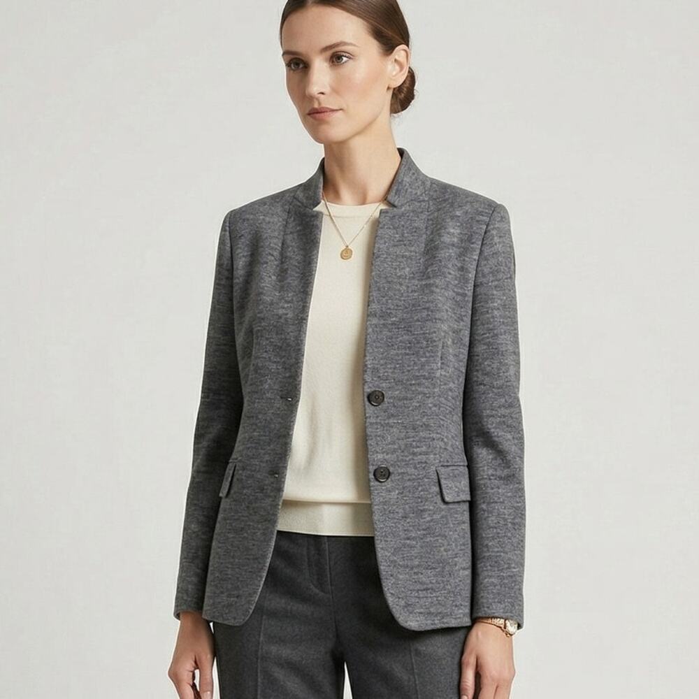 PESERICO Women's 2 button Jacket Blazer Heather Gray size 48